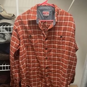 Rust Orange Wrangler Flannel Shirt, Size XL